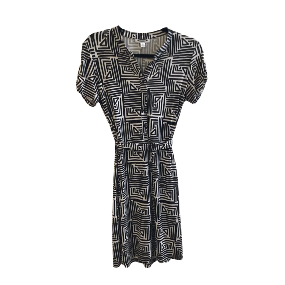 Black and white wrap dress